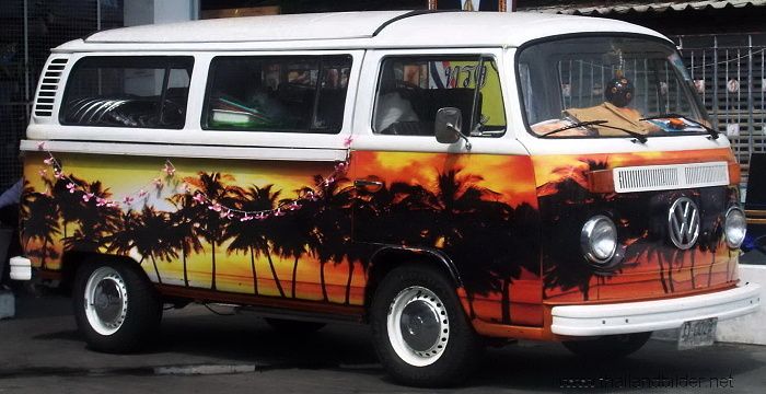 air brush vw bus palmen