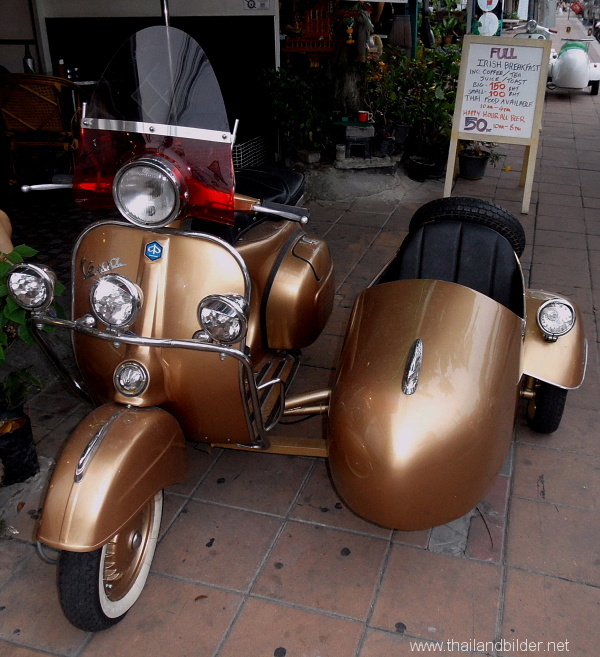 vespa mit seitenwagen kupfer
